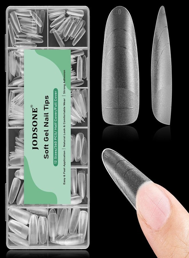JODSONE Oval Fake Press on Nails Pre-shape Round Gel for Full Cover Acrylic Round Oval Full Nail Tips 12 Sizes 360Pcs for DIY at Home - Image 1